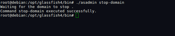 Saída do comando `./asadmin stop-domain`